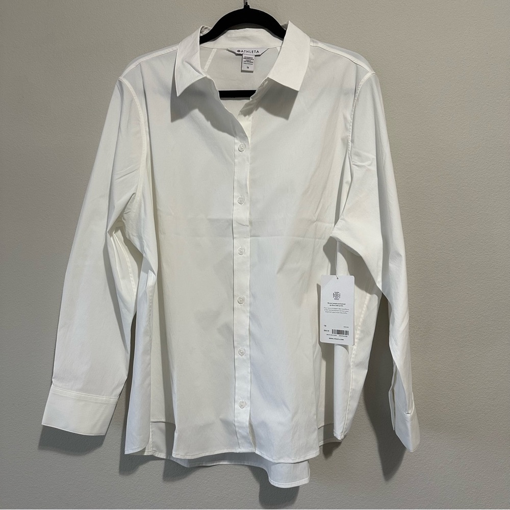 Athleta midtown white shirt travel athleisure 1X
